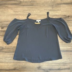 Meraki cold shoulder top.  Size small, adjustable straps. Gold detail.